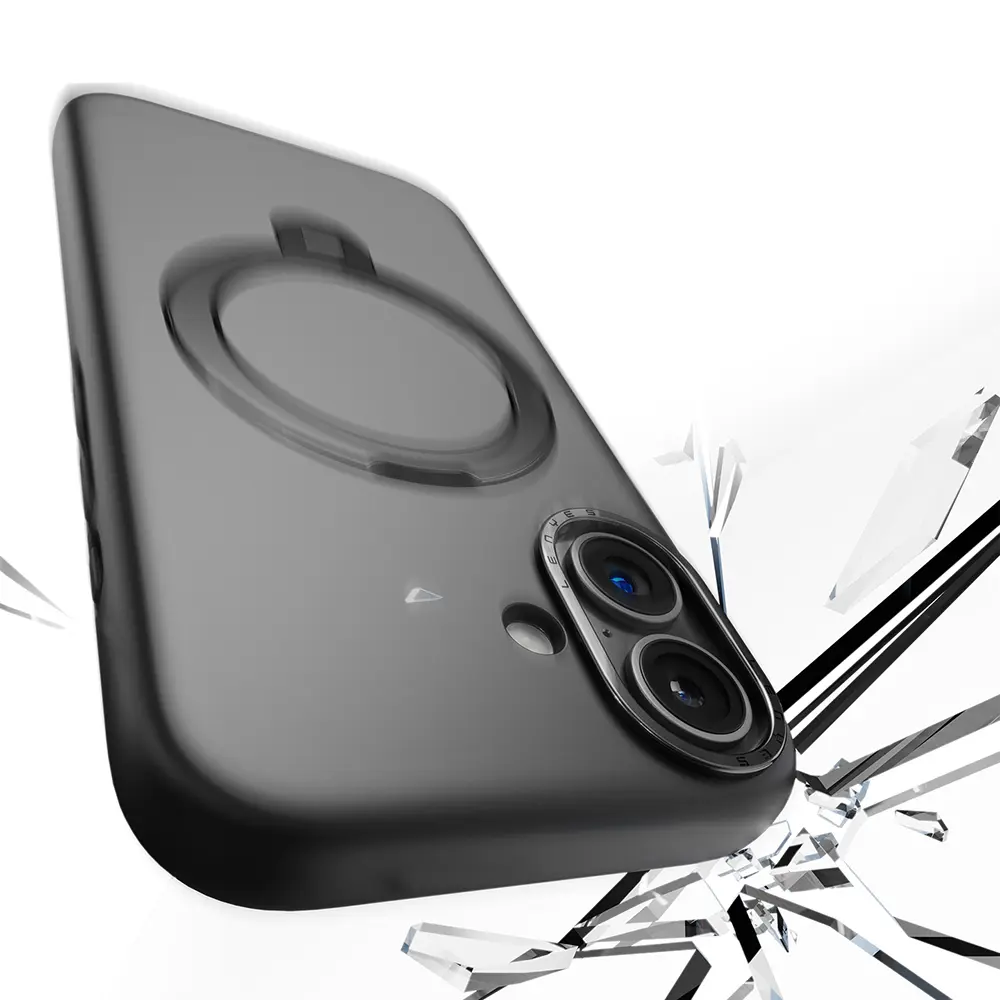 iPhone 17 MagSafe Uyumlu Metal Standlı Sıvı Silikon Kılıf - Lenyes CK223