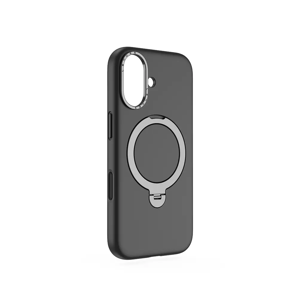 iPhone 17 MagSafe Uyumlu Metal Standlı Sıvı Silikon Kılıf - Lenyes CK223