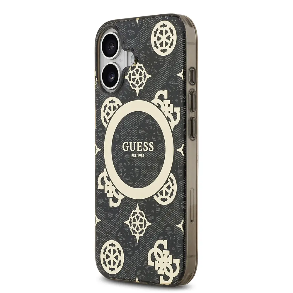 iPhone 17 MagSafe Uyumlu Desenli Kılıf - Guess 4G Peony Klasik Logolu