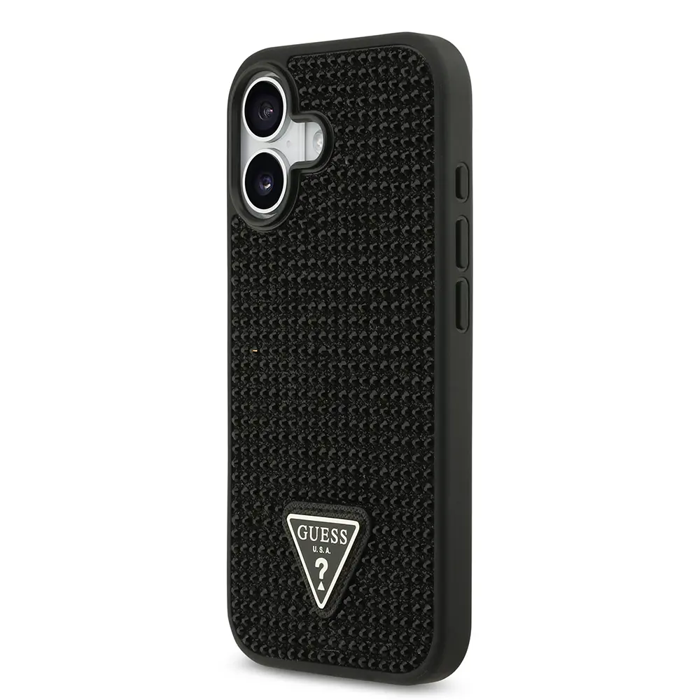 iPhone 17 Taşlı Arka Yüzey Üçgen Logolu Kılıf - Guess Lisanslı