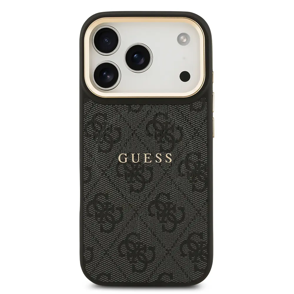 iPhone 17 Pro MagSafe Uyumlu PU Deri Kılıf - Guess 4G Logolu