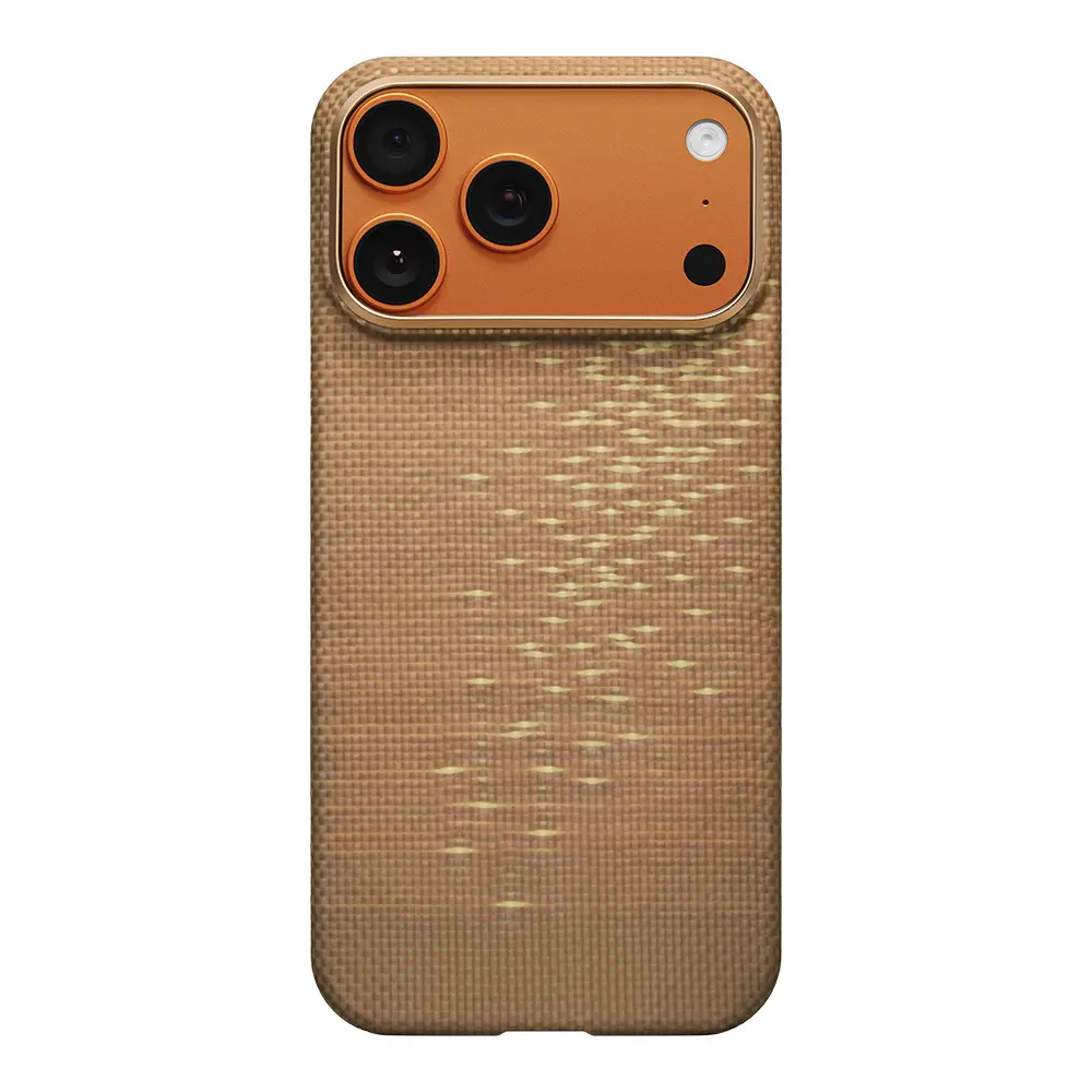 iPhone 17 Pro MagSafe Uyumlu Aramid Fiber Kılıf - Pitaka Glints of Gold Ultra Slim
