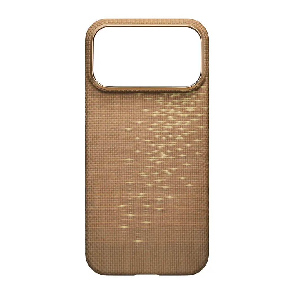 iPhone 17 Pro MagSafe Uyumlu Aramid Fiber Kılıf - Pitaka Glints of Gold Ultra Slim