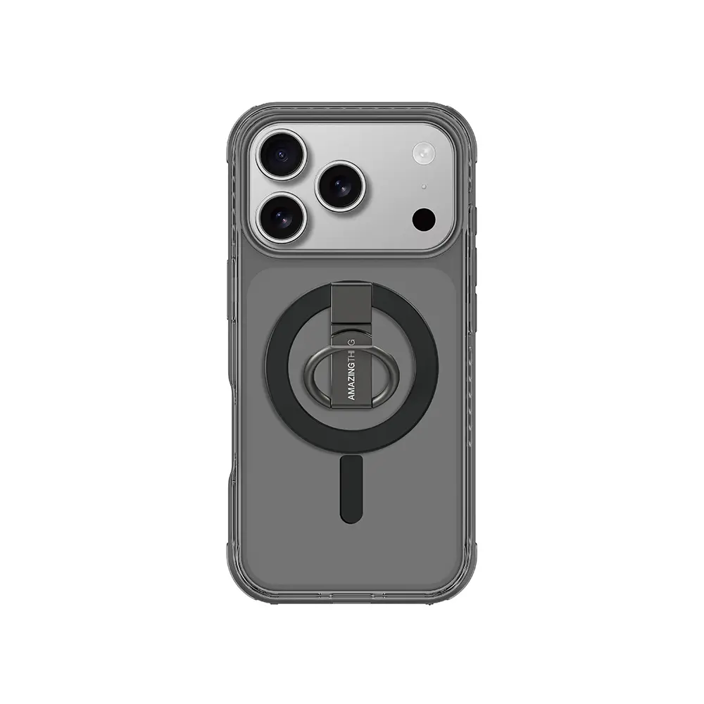 iPhone 17 Pro MagSafe Uyumlu Yüzük Standlı Şeffaf Kılıf - Amazingthing Titan Pro
