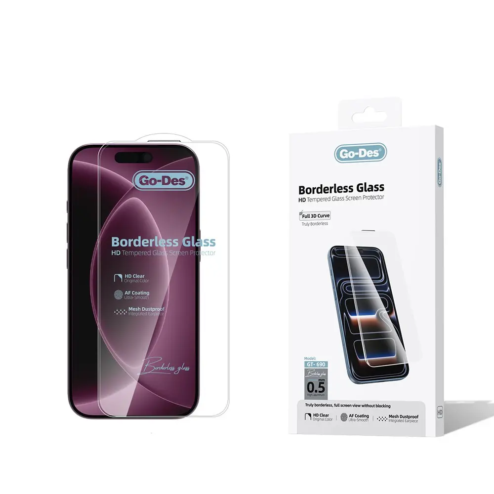 iPhone 17 Pro Max Borderless Temperli Cam Ekran Koruyucu - Go Des
