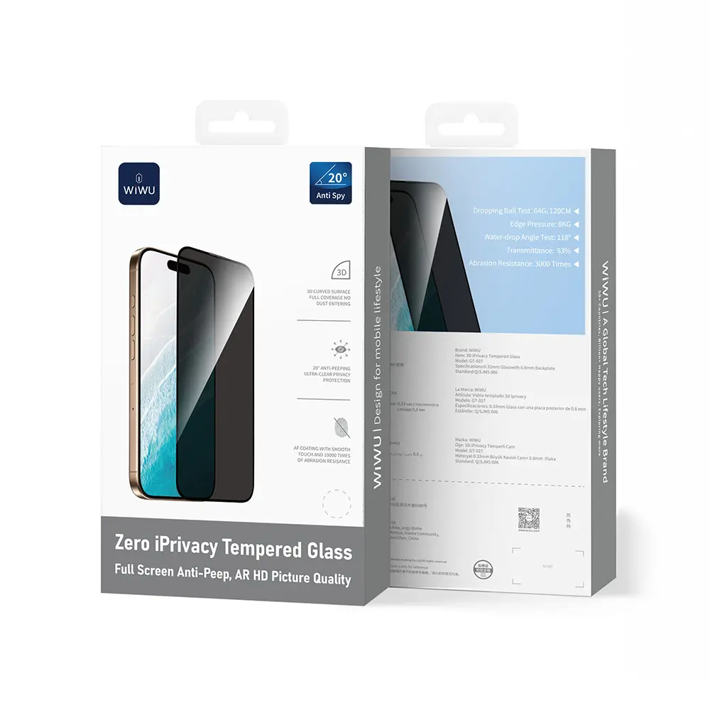 iPhone 17 Wiwu GT-027 Zero Curved Gizlilik Temperli Cam Ekran Koruyucu