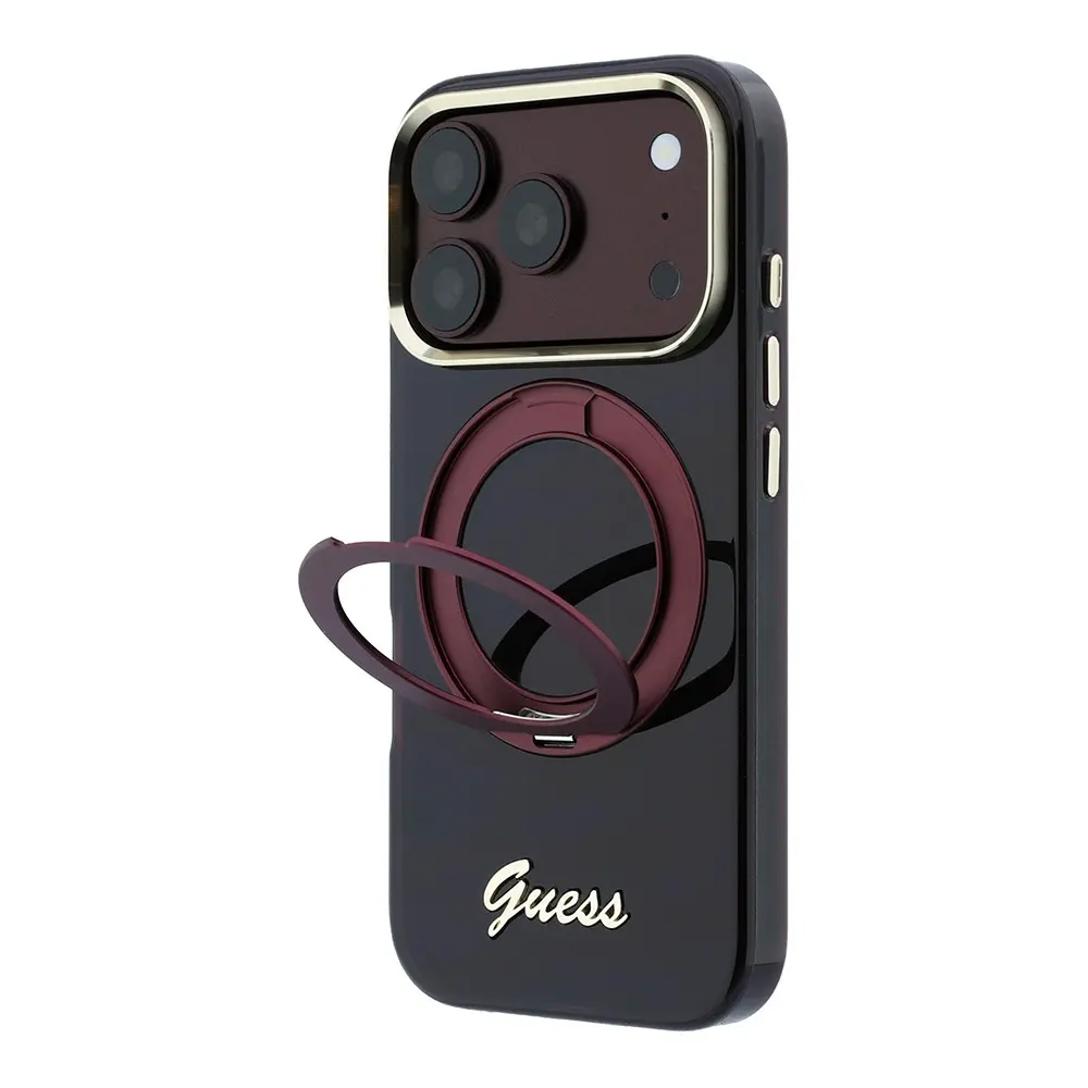 iPhone 18 Pro MagSafe Uyumlu 360 Derece Standlı Silikon Kılıf - Guess