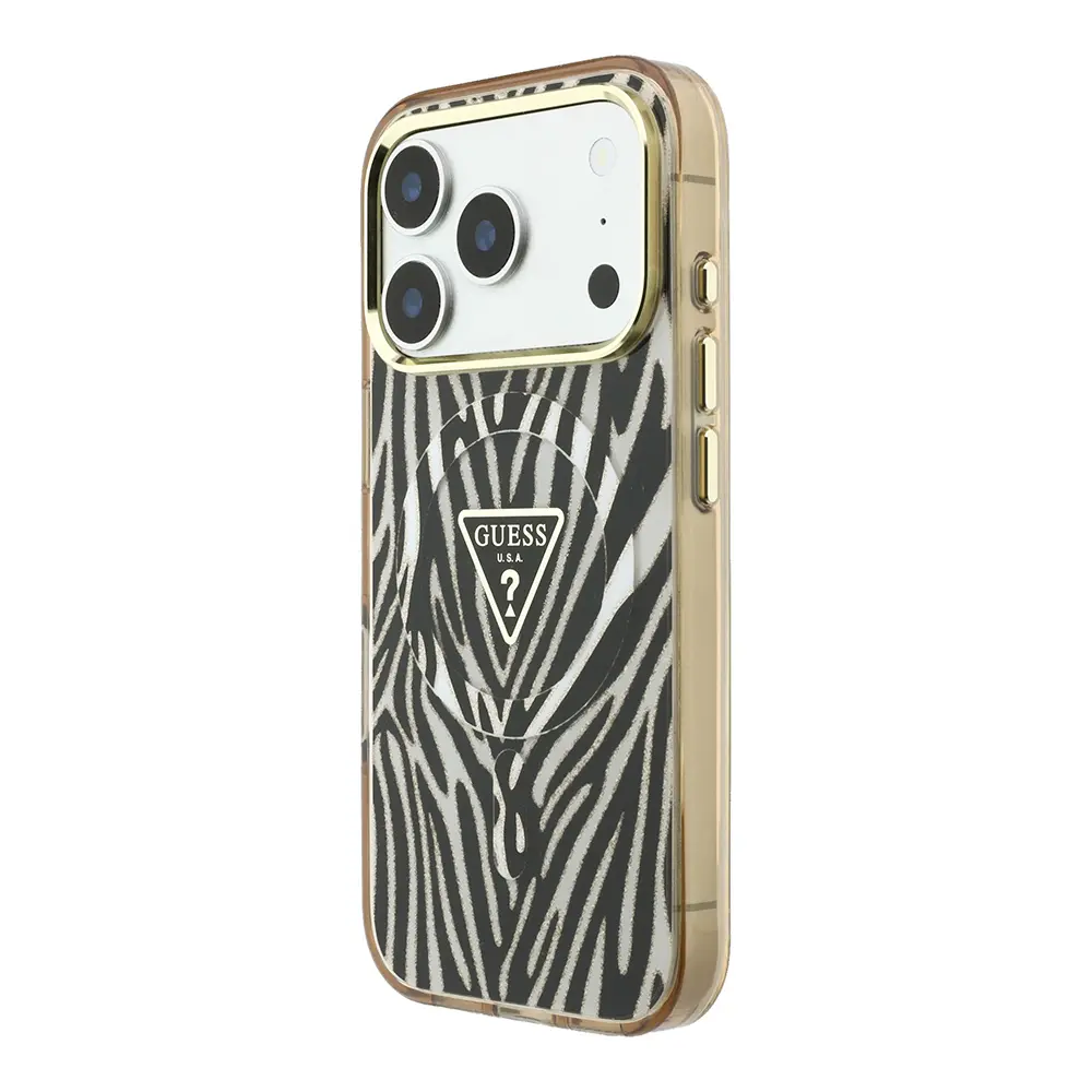 iPhone 18 Pro MagSafe Uyumlu Zebra Desenli Silikon Kılıf - Guess