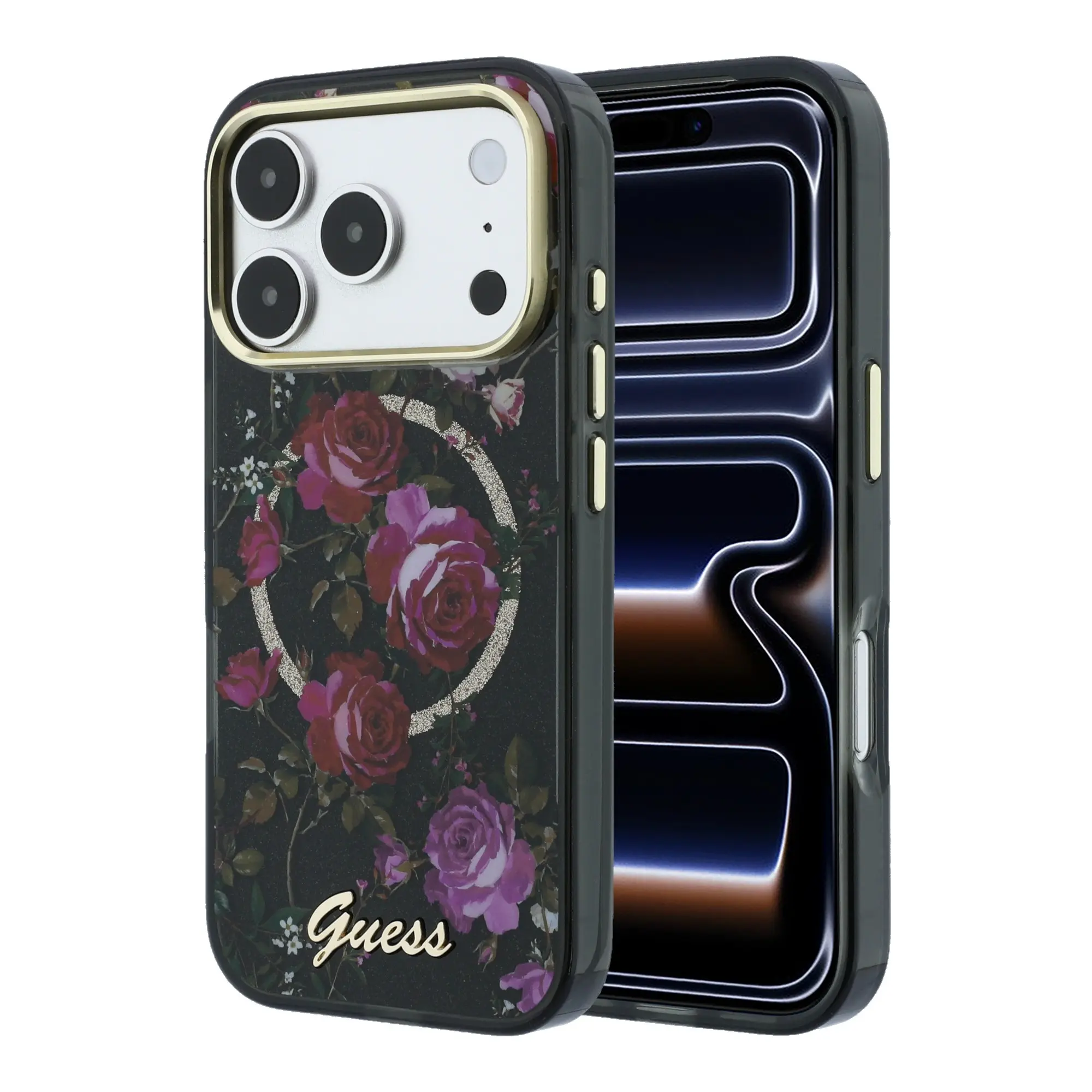 iPhone 18 Pro MagSafe Uyumlu Gül Desenli Kılıf - Guess Lisanslı