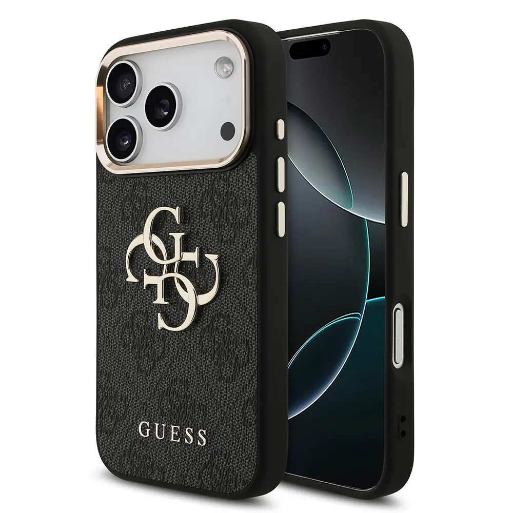 iPhone 18 Pro Guess Lisanslı Gold Metal Kamera Çerçeveli Kılıf