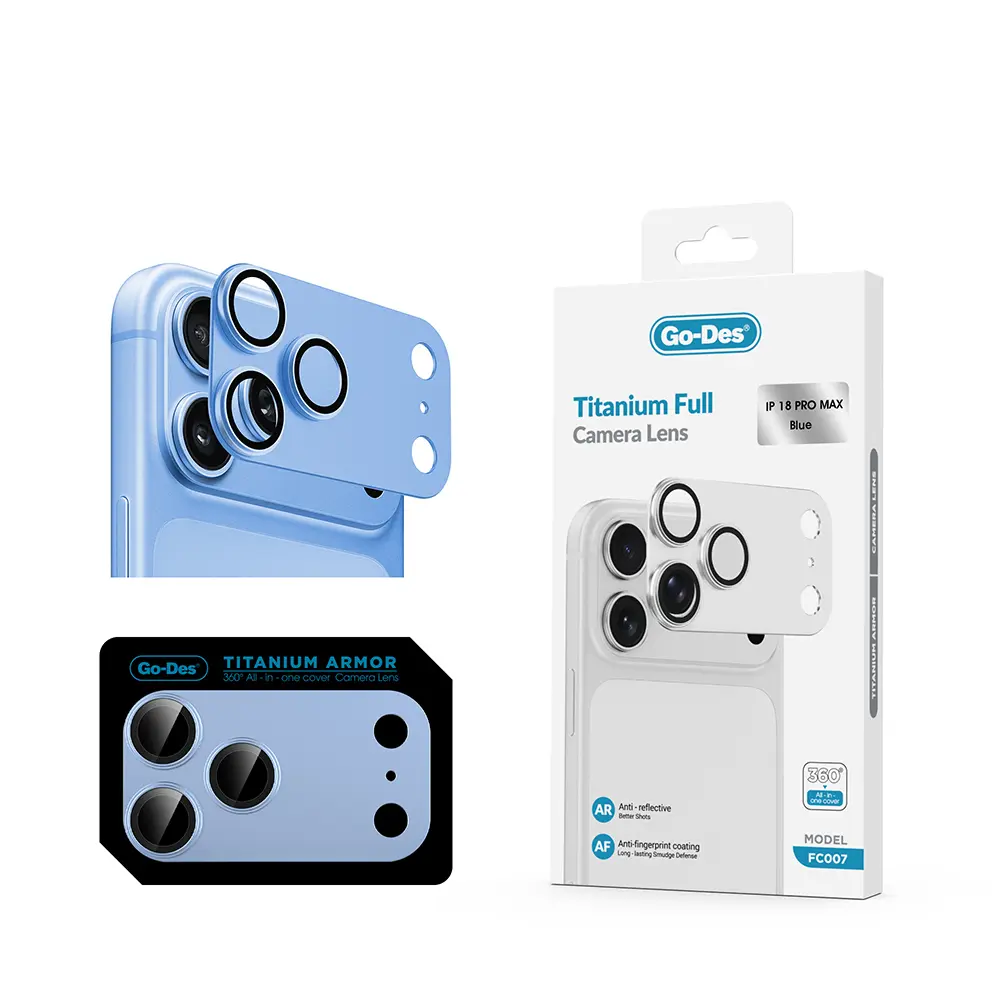 iPhone 18 Pro Max Kamera Lens Koruyucu - Go Des FC007 Titanyum Serisi