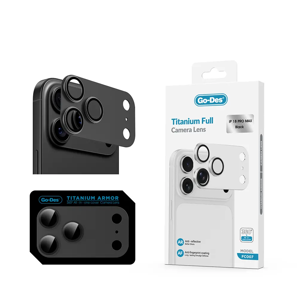 iPhone 18 Pro Max Kamera Lens Koruyucu - Go Des FC007 Titanyum Serisi