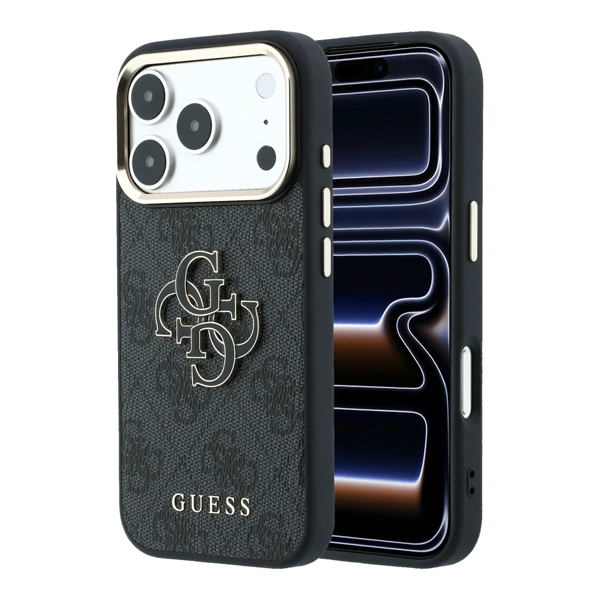 iPhone 18 Pro Max Kılıf, Kabartmalı Guess Logolu PU Kapak - Guess 4G Resin