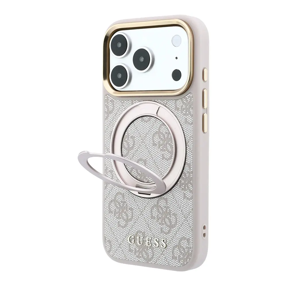 iPhone 18 Pro Max MagSafe Uyumlu 360 Derece Standlı Kılıf - Guess 4G Desenli
