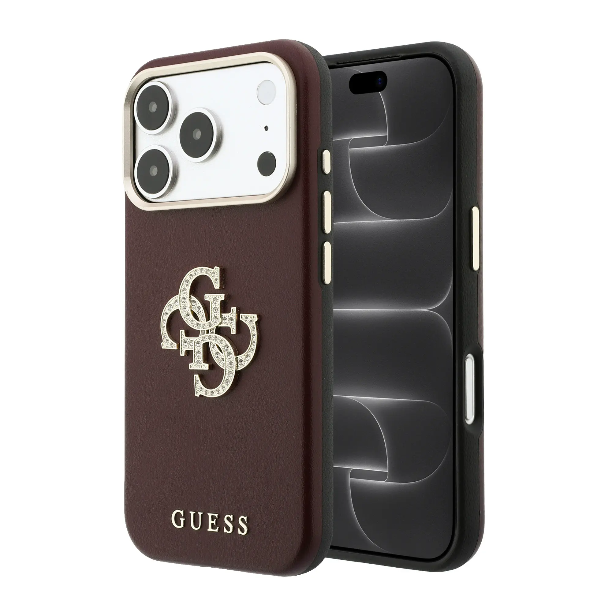 iPhone 18 Pro Max Metal Kamera Çerçeveli PU Kılıf - Guess