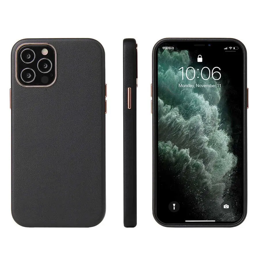 iPhone 12 Pro Deri Kılıf, Kablosuz Şarj Uyumlu - Zore Eyzi