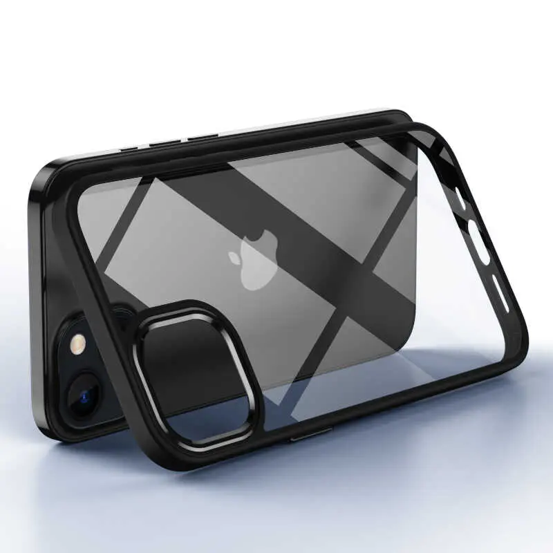 iPhone 12 Pro Şeffaf Arka Yüzeyli Renkli Kenar Kılıf - Zore Krom Kapak