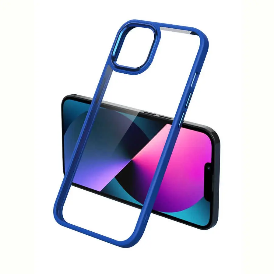 iPhone 12 Pro Max Şeffaf Arka Yüzeyli Kılıf - Zore Krom Kapak