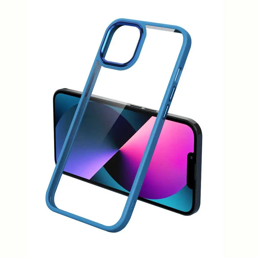 iPhone 13 Pro Şeffaf Arka Yüzeyli Kılıf - Zore Krom Kapak