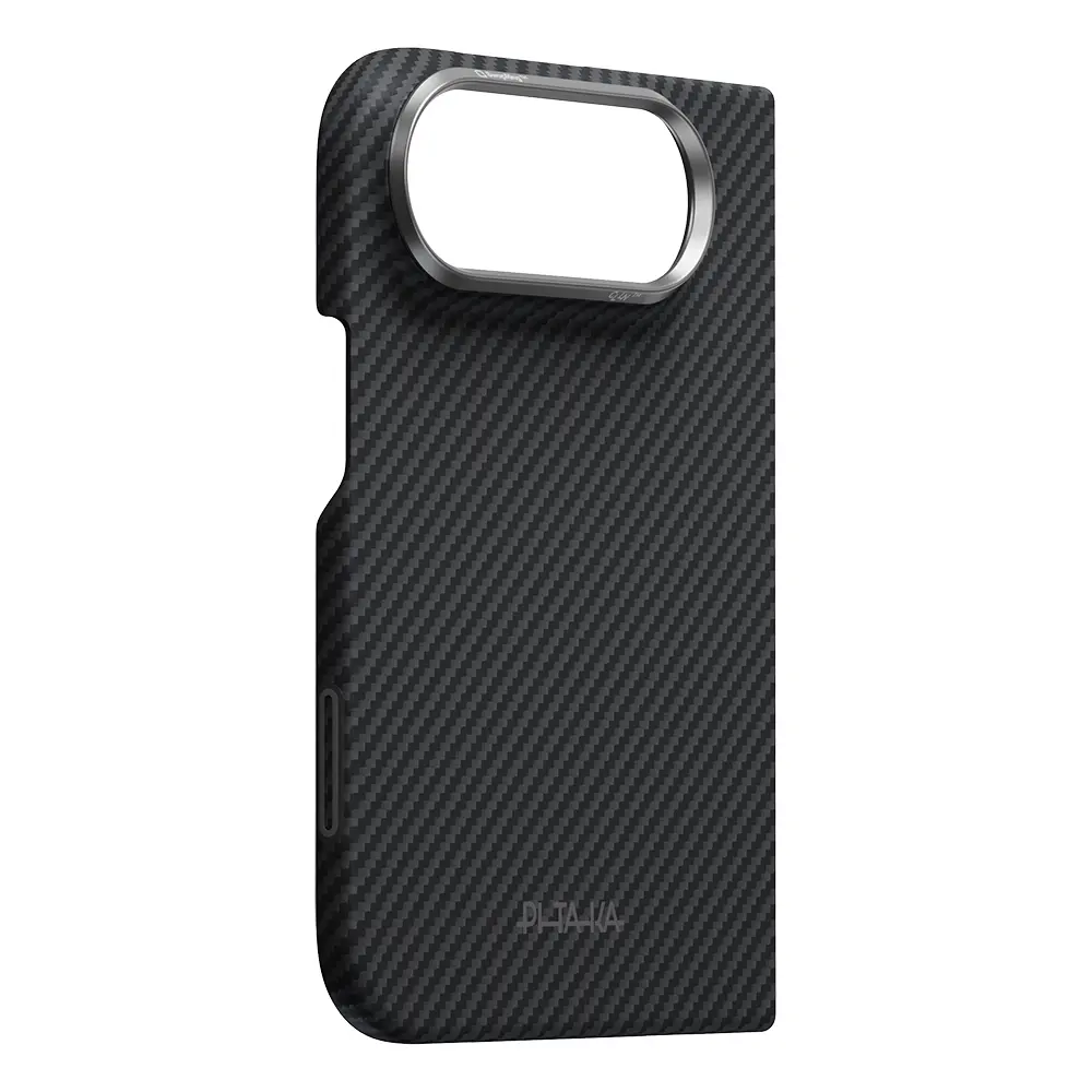 Apple iPhone Duo Kılıf M-safe Şarj Özellikli 600D Aramid Karbon Fiber Pitaka Edge Serisi Black-Grey Twill Kapak