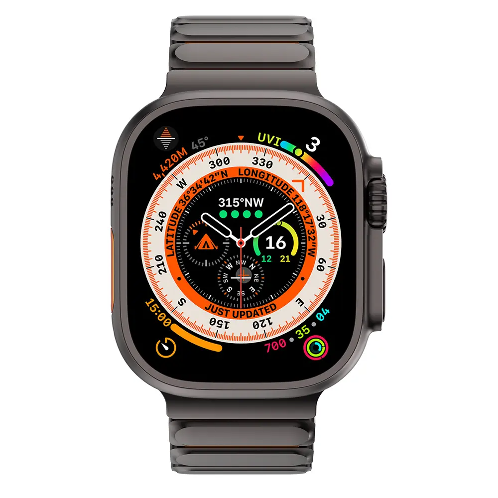 Apple Watch 46 mm Paslanmaz Çelik Kordon - Mohseven Titancore No.2