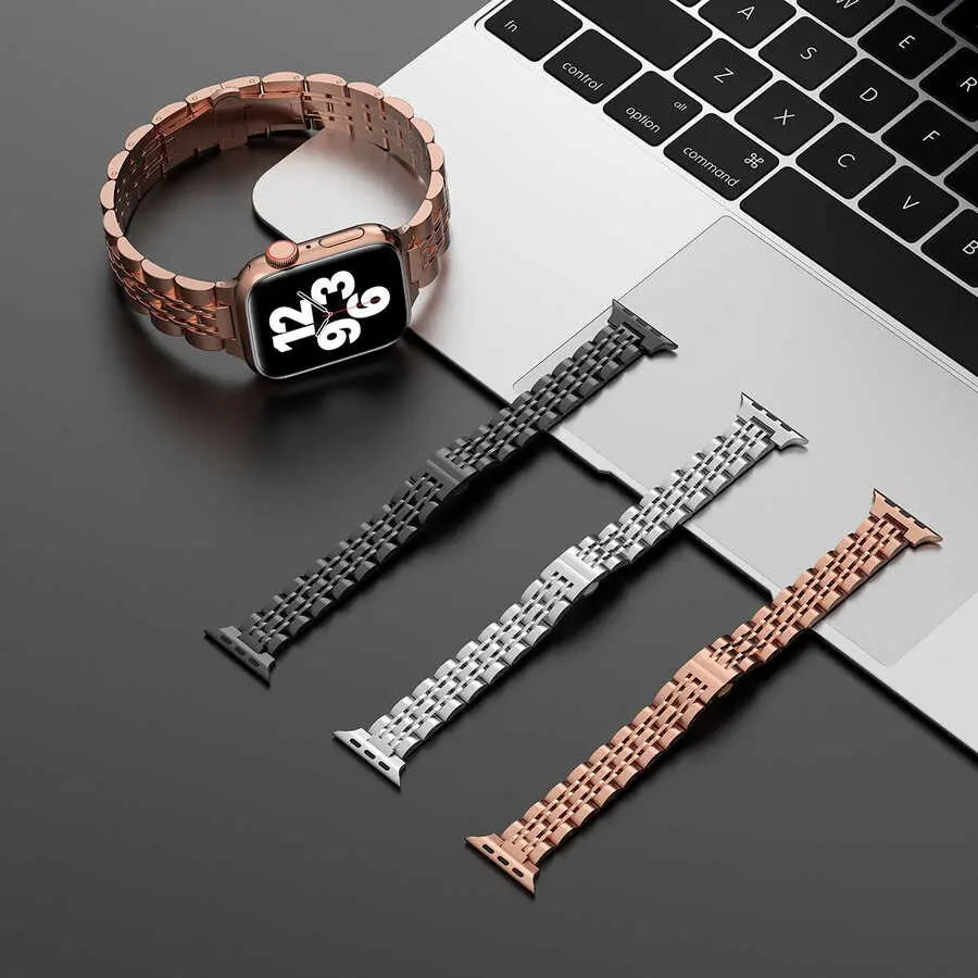 Apple Watch 38 mm Metal Kordon - Wiwu Seven Beads Steel Belt