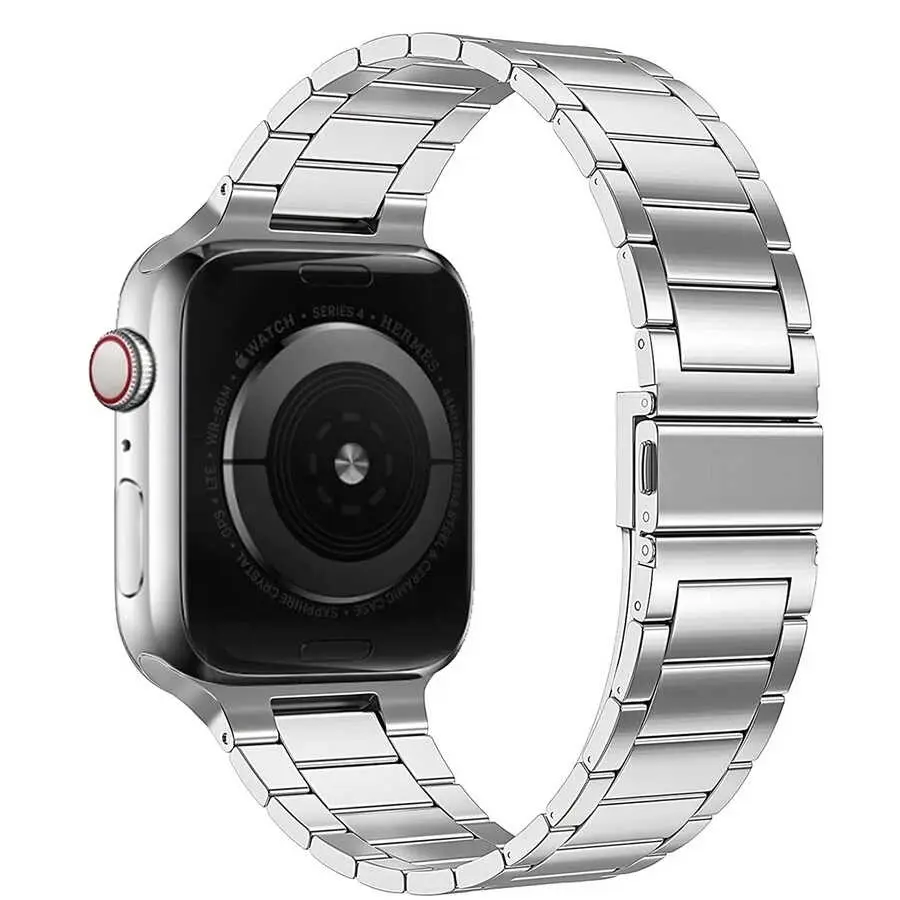 Apple Watch 38 mm Metal Kordon - Wiwu Ultra Thin Steel Belt Three Beads