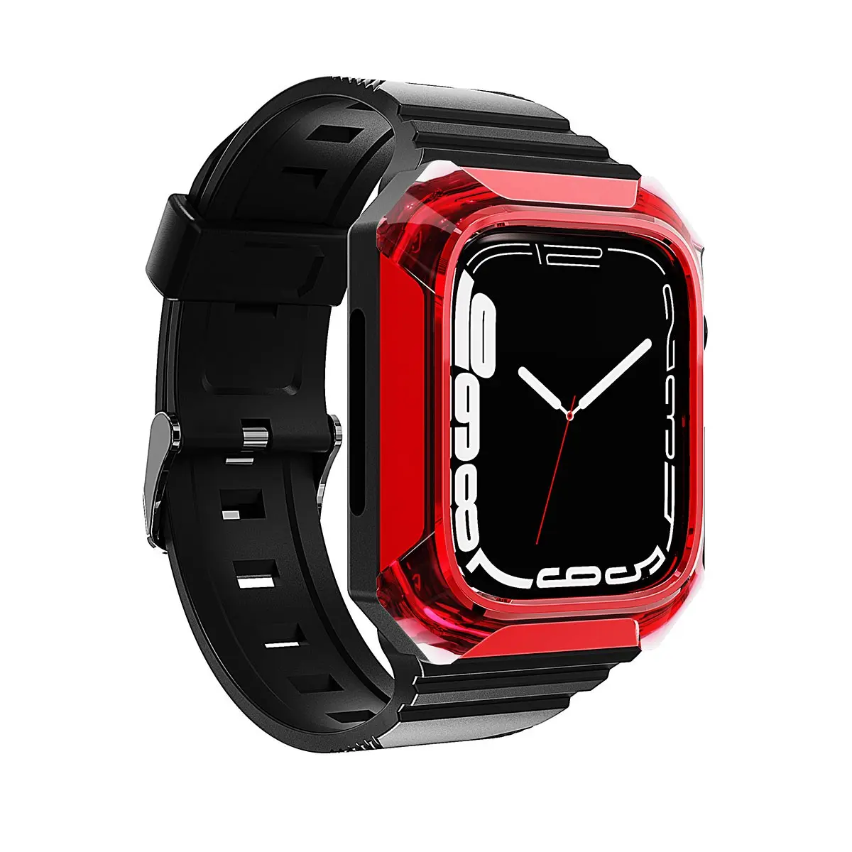 Apple Watch 40 mm Sert PC Kasa Koruyuculu Silikon Kordon - Zore KRD-88