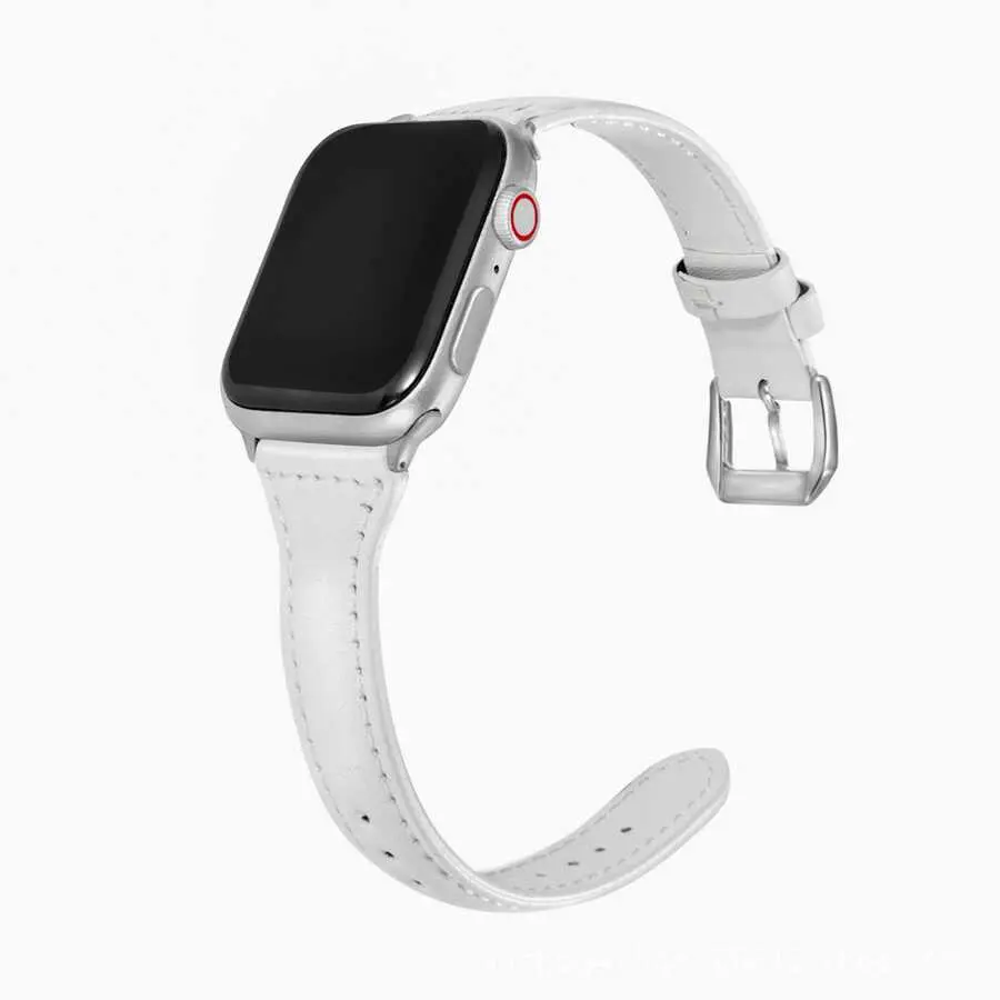 Apple Watch 44 mm Deri Kordon, Metal Tokalı - Zore KRD-28