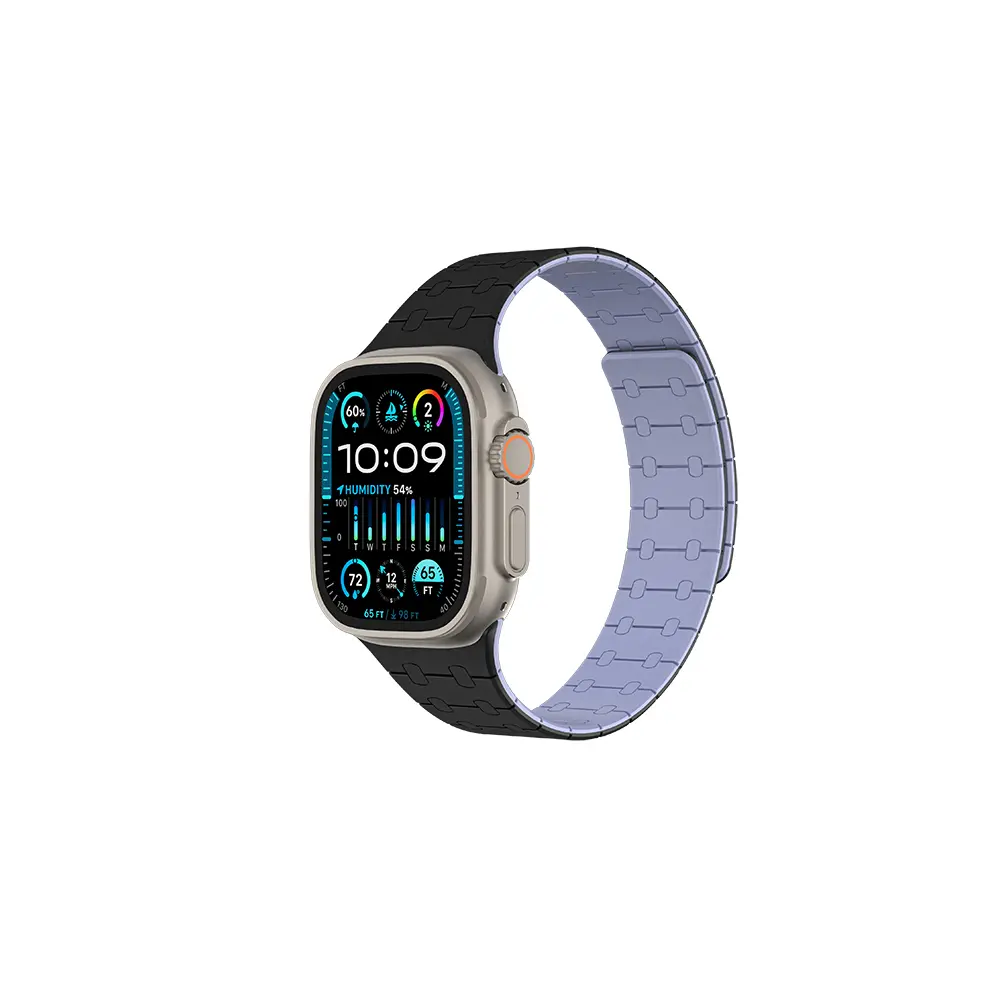 Apple Watch 45 mm Manyetik Silikon Spor Kayış - Amazingthing Smoothie Sport