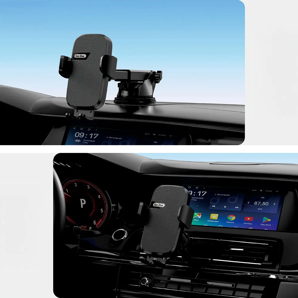Go Des GD-HD357 2'si 1 Arada Havalandırma ve Vantuzlu Araç İçi Telefon Tutucu