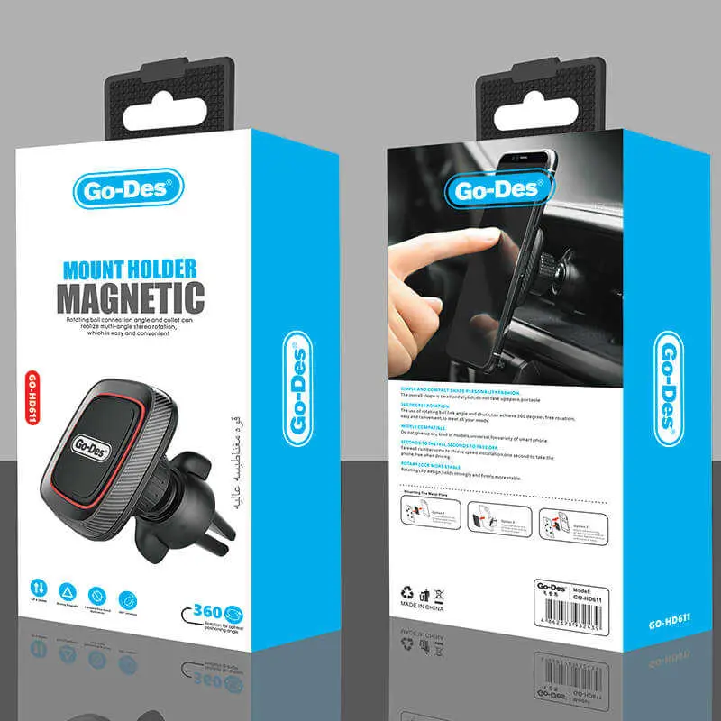 Go Des GD-HD611 Manyetik Araç Telefon Tutucu, Kalorifer Peteğine Mandallı
