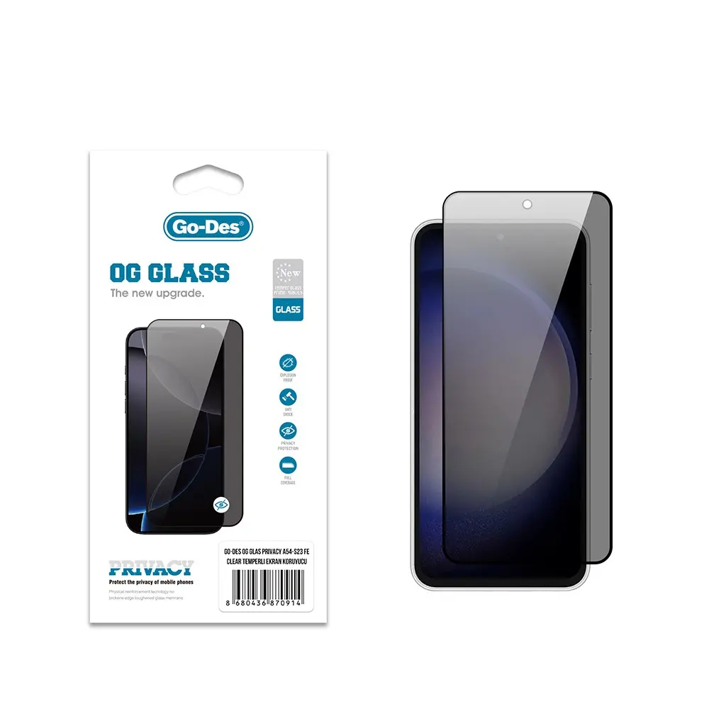 Galaxy S23 FE Gizlilik Filtreli Temperli Cam Ekran Koruyucu - Go Des OG Glass Privacy