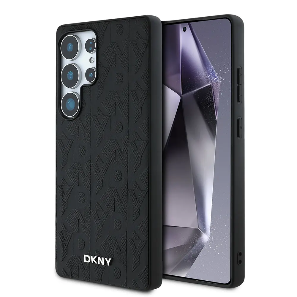 Galaxy S25 Ultra Manyetik PU Deri Kılıf - DKNY Grid Pattern