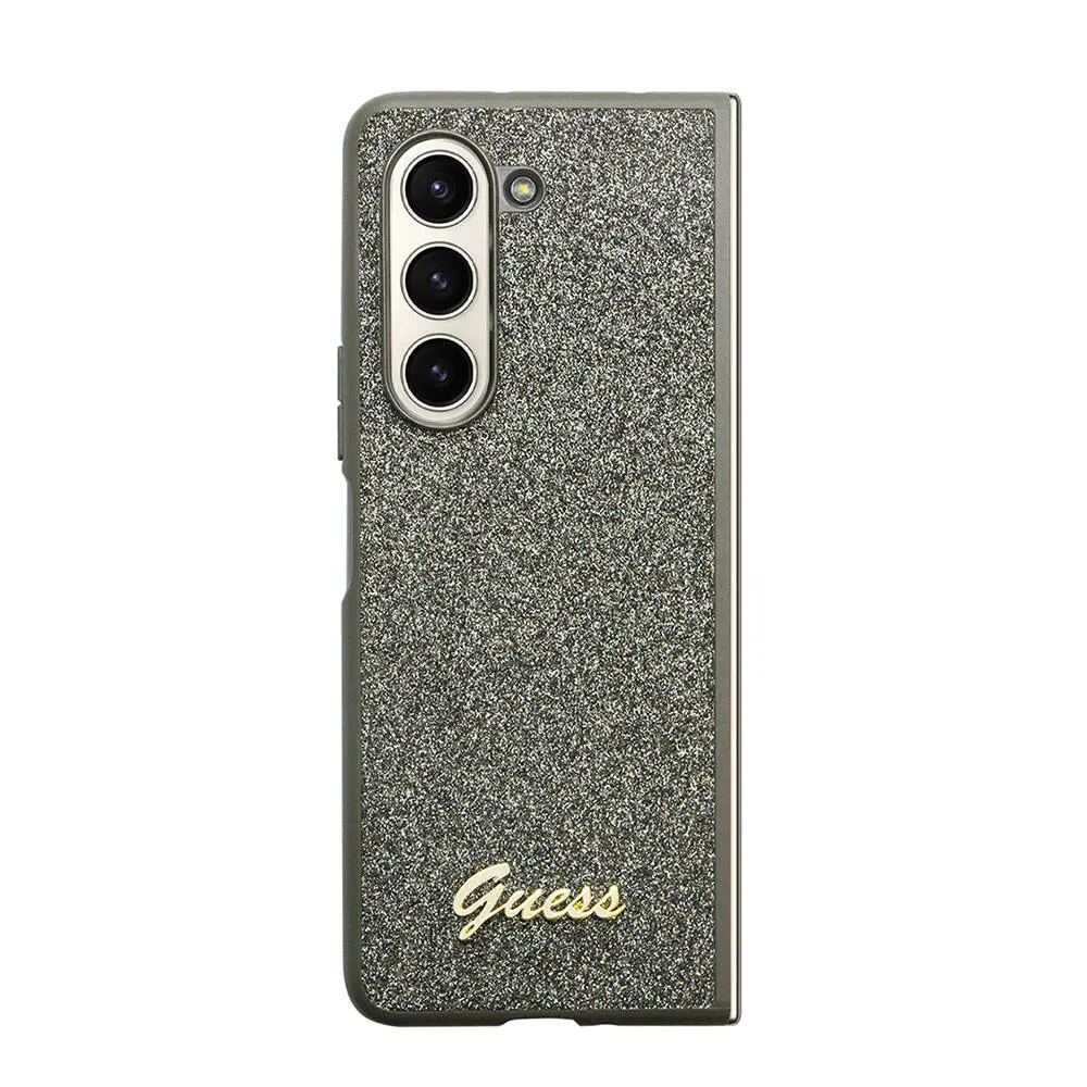 Galaxy Z Fold 5 Kılıf, Guess Lisanslı Glitter Flakes Kapak - Haki