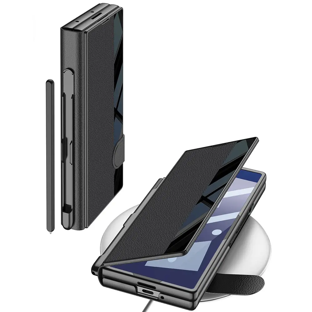 Galaxy Z Fold 7 Kamera Korumalı Aynalı Kalem Bölmeli Kılıf - GKK Kıpta