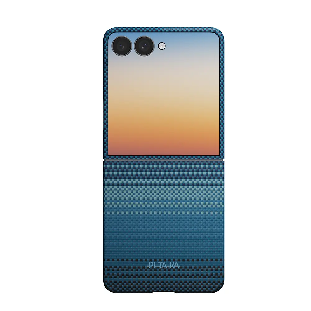 Galaxy Z Flip 8 MagSafe Uyumlu Aramid Fiber Kılıf - Pitaka Tactile Woven Sunset-Moonrise