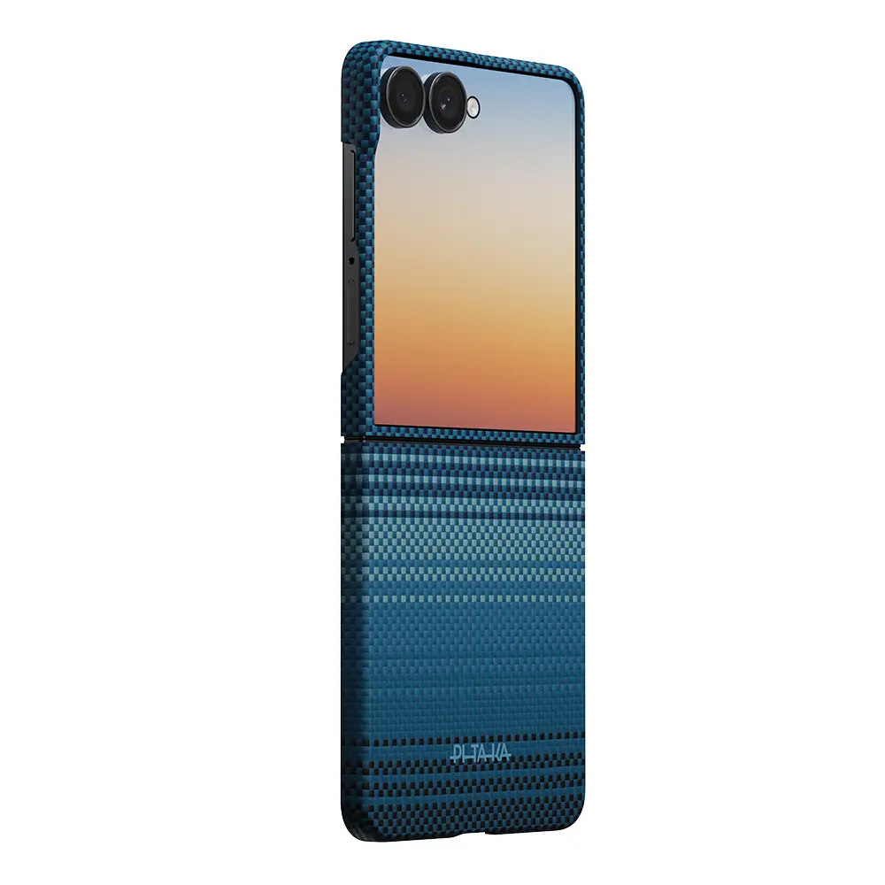 Galaxy Z Flip 8 MagSafe Uyumlu Aramid Fiber Kılıf - Pitaka Tactile Woven Sunset-Moonrise