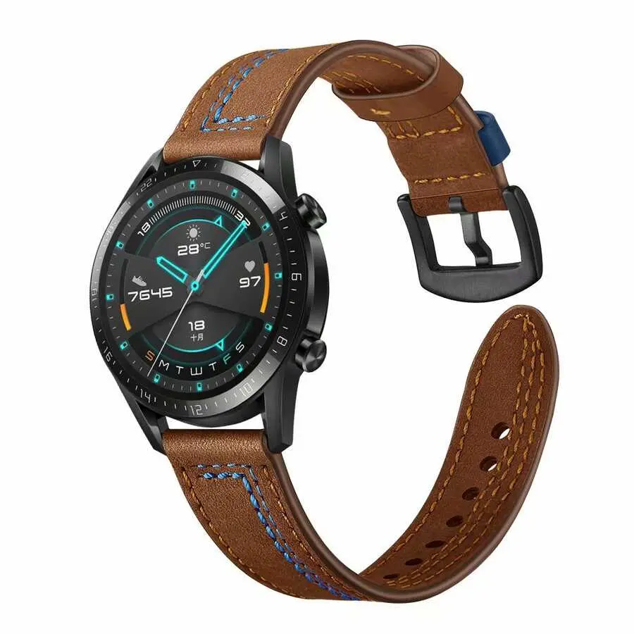 Gear S3 22mm Deri Saat Kordonu, Metal Tokalı - Zore KRD-19