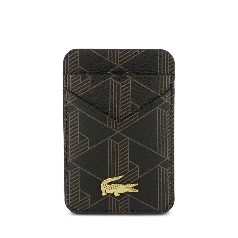 Lacoste Lisanslı 2 Hazneli Manyetik Kartlık, PVC Monogram Desenli