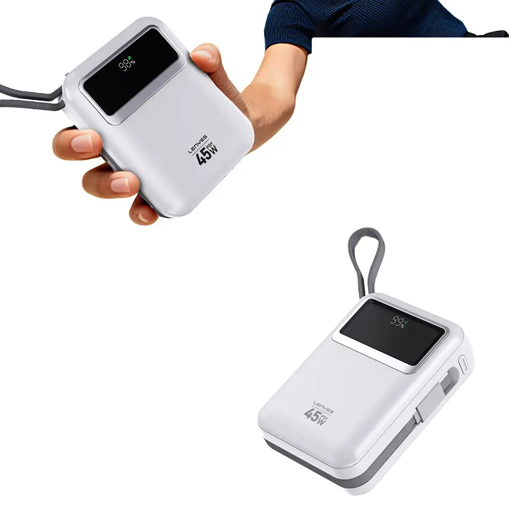 Lenyes C04-A 20000mAh 45W Powerbank, Type-C ve Lightning Kablolu