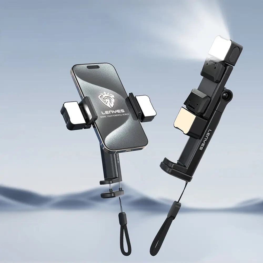 Lenyes CR204 360° Dönebilen Işıklı Telefon Tutucu ve Standı