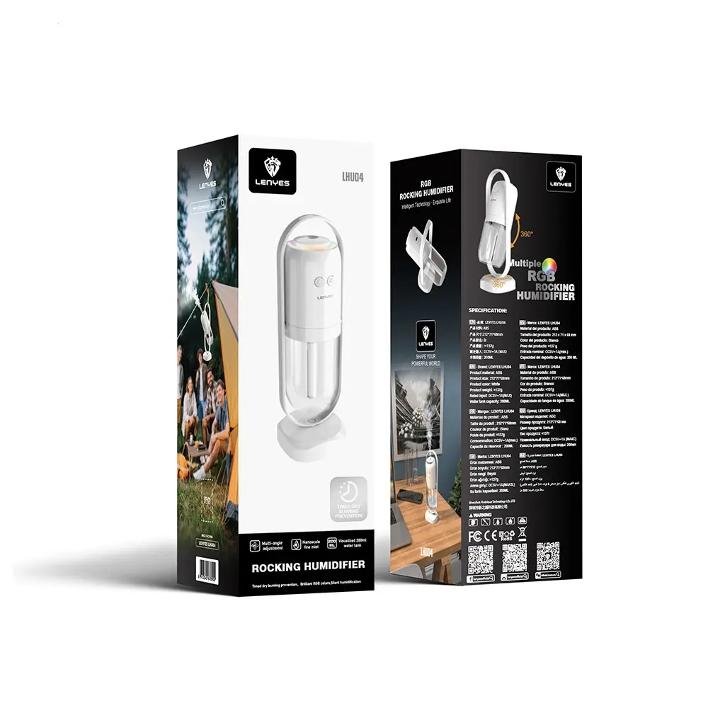 Lenyes LHU04 Kum Saati Tipi 360° Dönebilen RGB Işıklı Sessiz Hava Nemlendirici