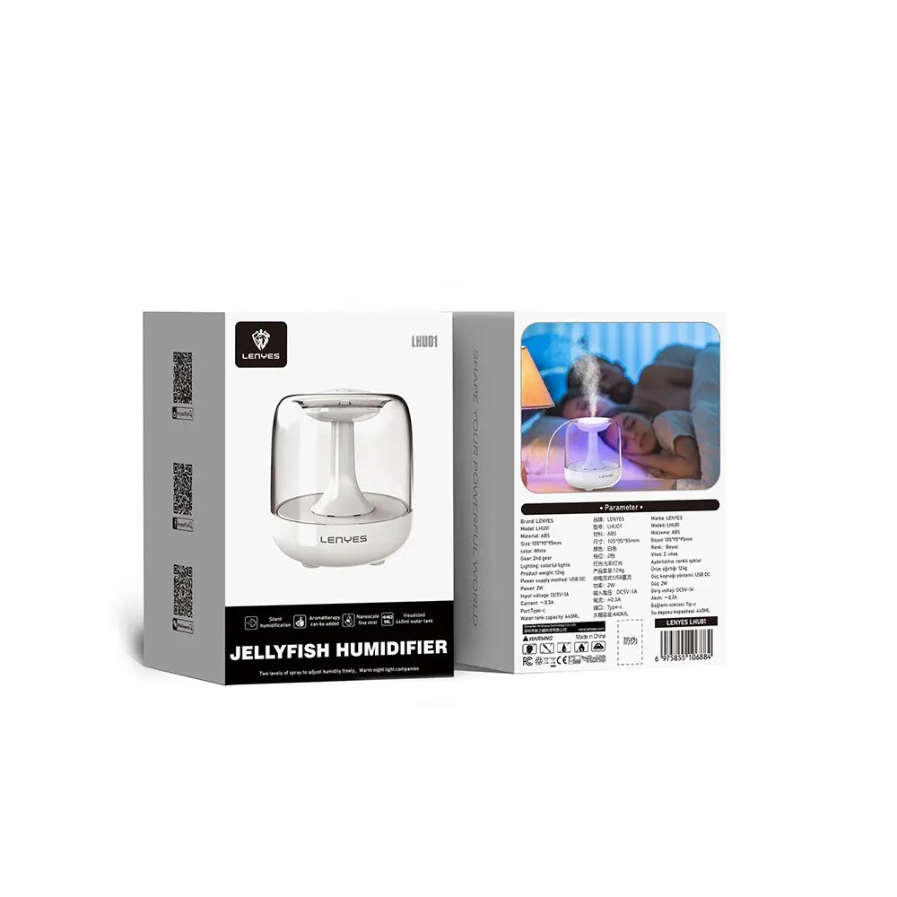 Lenyes LHU01 Ortam Aydınlatmalı Hava Nemlendirici Difüzör, 500 ml ve Type-C