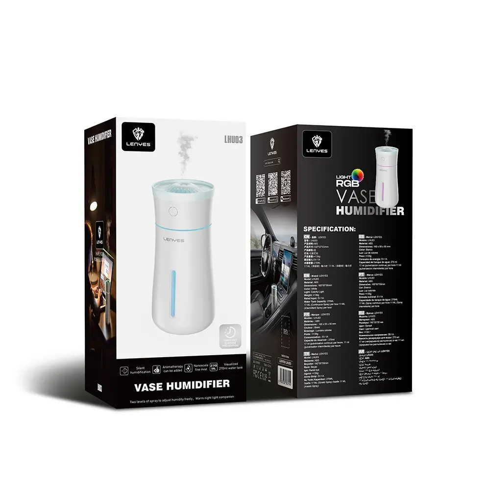 Lenyes LHU03 Vazo Tipi RGB Atmosfer Işıklı Sessiz Hava Nemlendirici