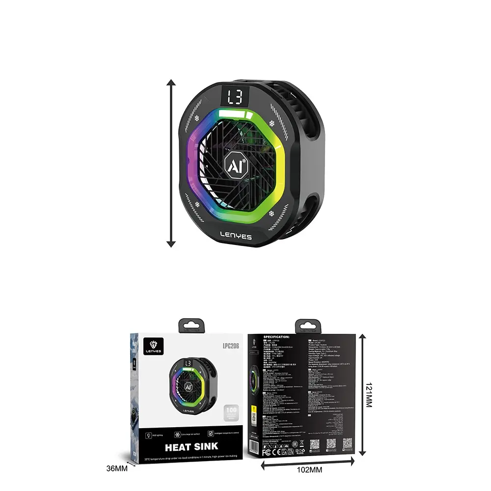 Lenyes LPC206 Telefon Soğutucu Fan, 25 W ve RGB Işıklı