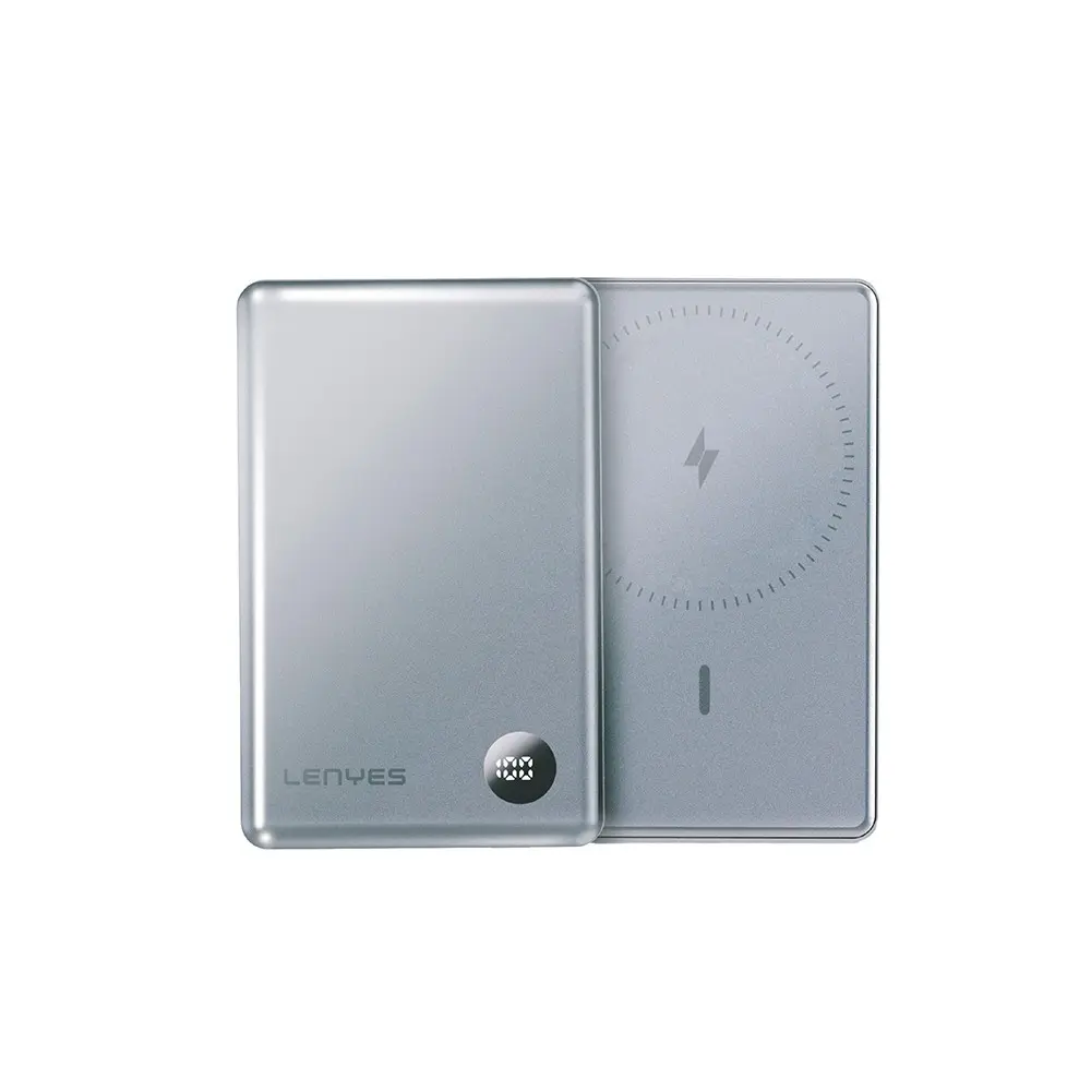 Lenyes PW037D 5000 mAh Manyetik Kablosuz Powerbank, Dijital LED Ekranlı