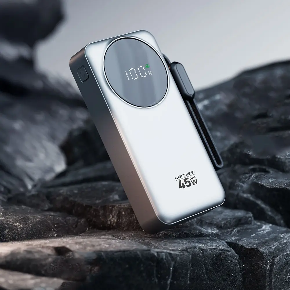 Lenyes PX279D 20.000mAh Powerbank, 45W PD ve Dahili Lightning Kablo