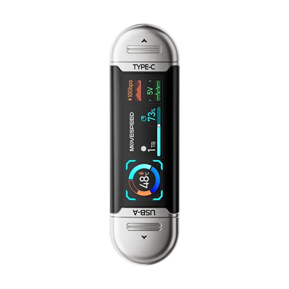 Movespeed MSSU10 LCD Ekranlı 2TB Taşınabilir SSD, USB-A + Type-C 10Gbps