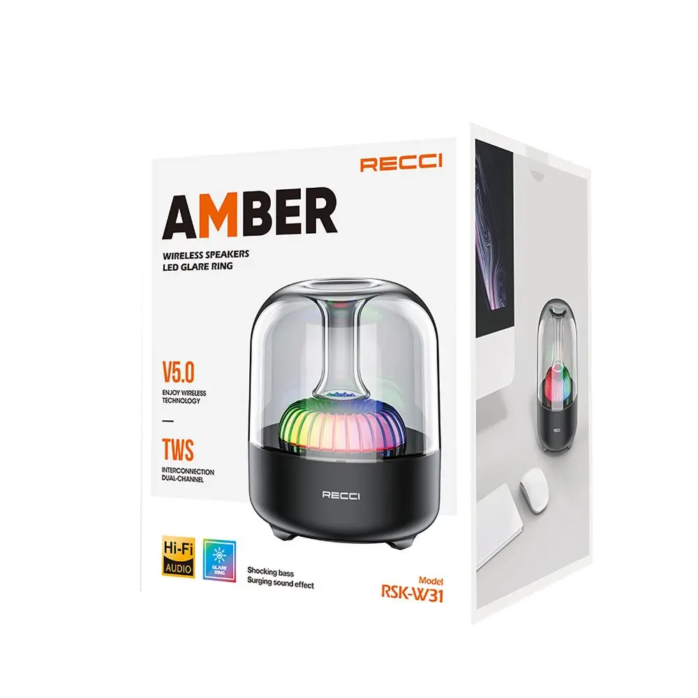 Recci RSK-W31 Amber Bluetooth 5.0 Hoparlör, RGB Işıklı ve 5W